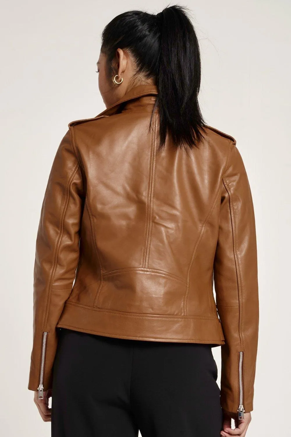 Jackets & Coats | Tan Real Leather Biker | Barneys Originals