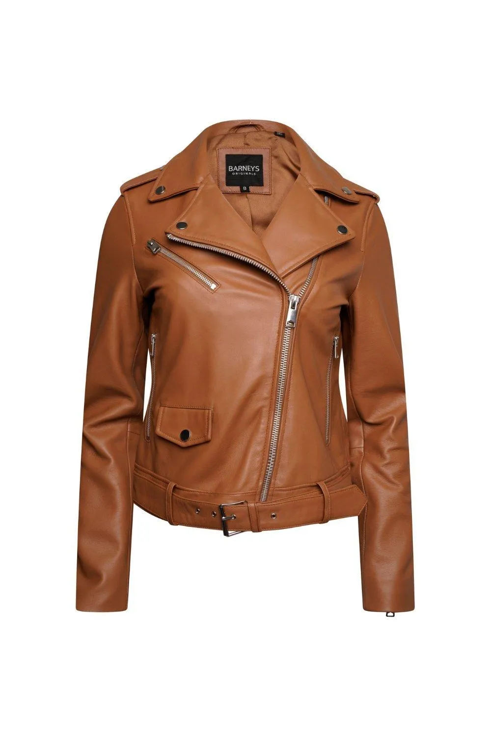 Jackets & Coats | Tan Real Leather Biker | Barneys Originals