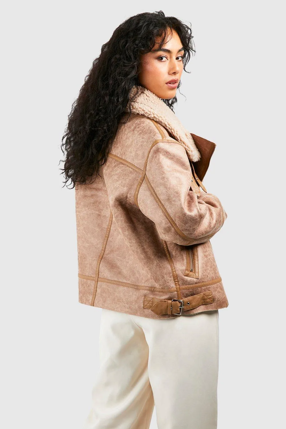 Jackets & Coats | Teddy Fur Trim Premium Aviator | boohoo