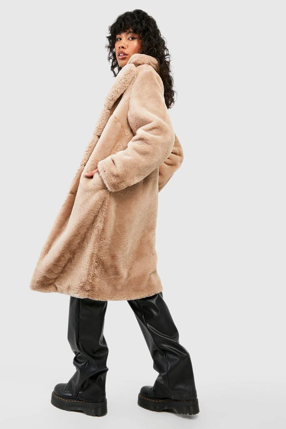 Jackets & Coats | Textured Faux Fur Coat | boohoo