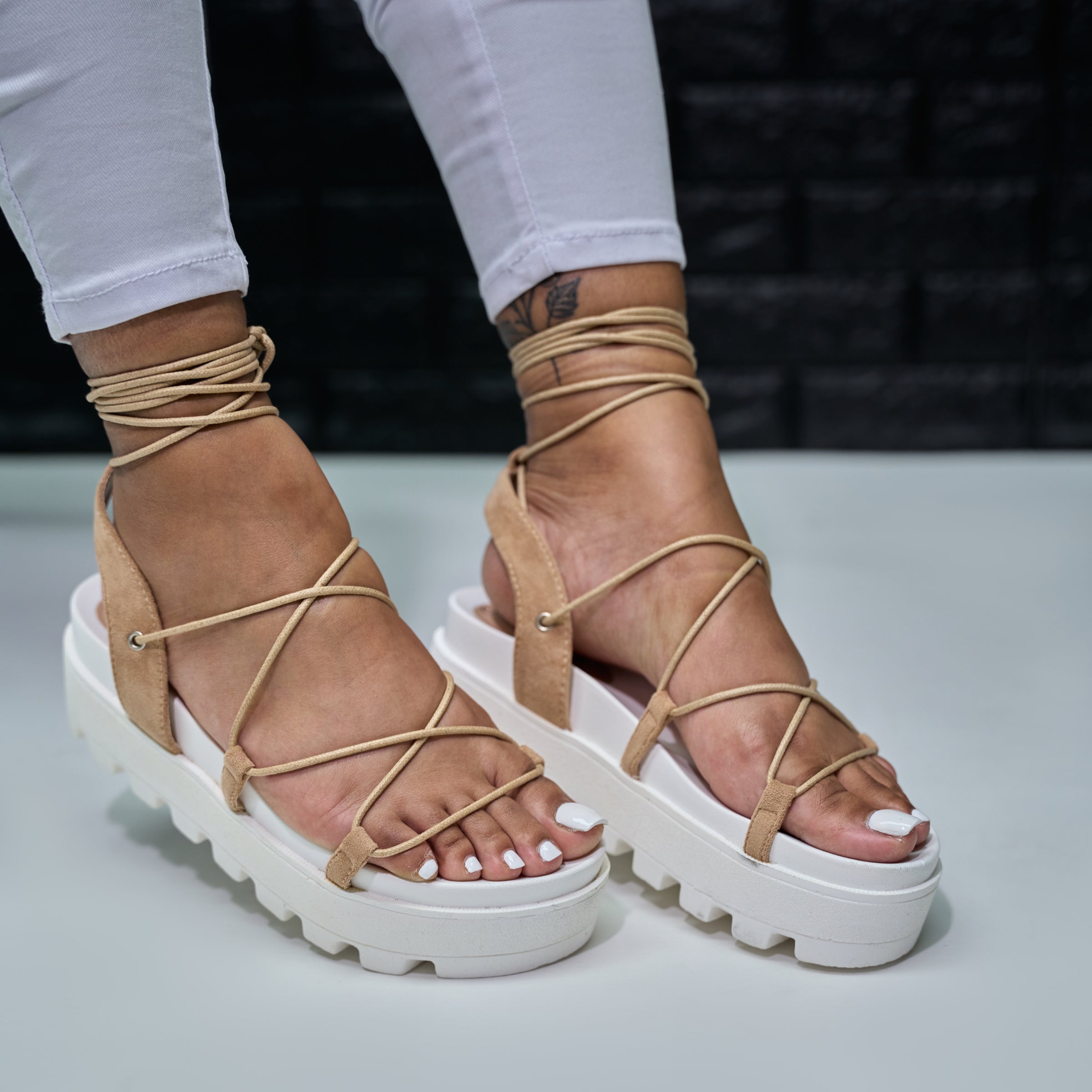 journi platform sandal - nude