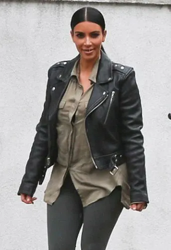 Kim Kardashian Valentino Black Leather Jacket - Famous Jackets