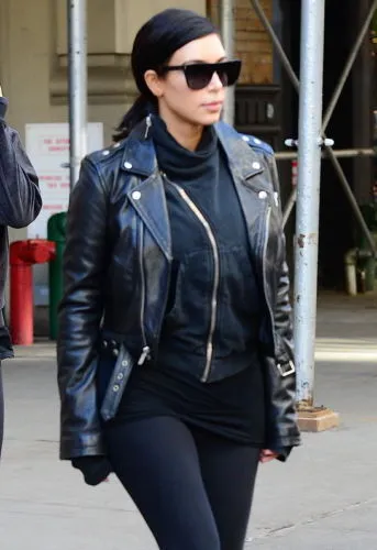 Kim Kardashian Valentino Black Leather Jacket - Famous Jackets