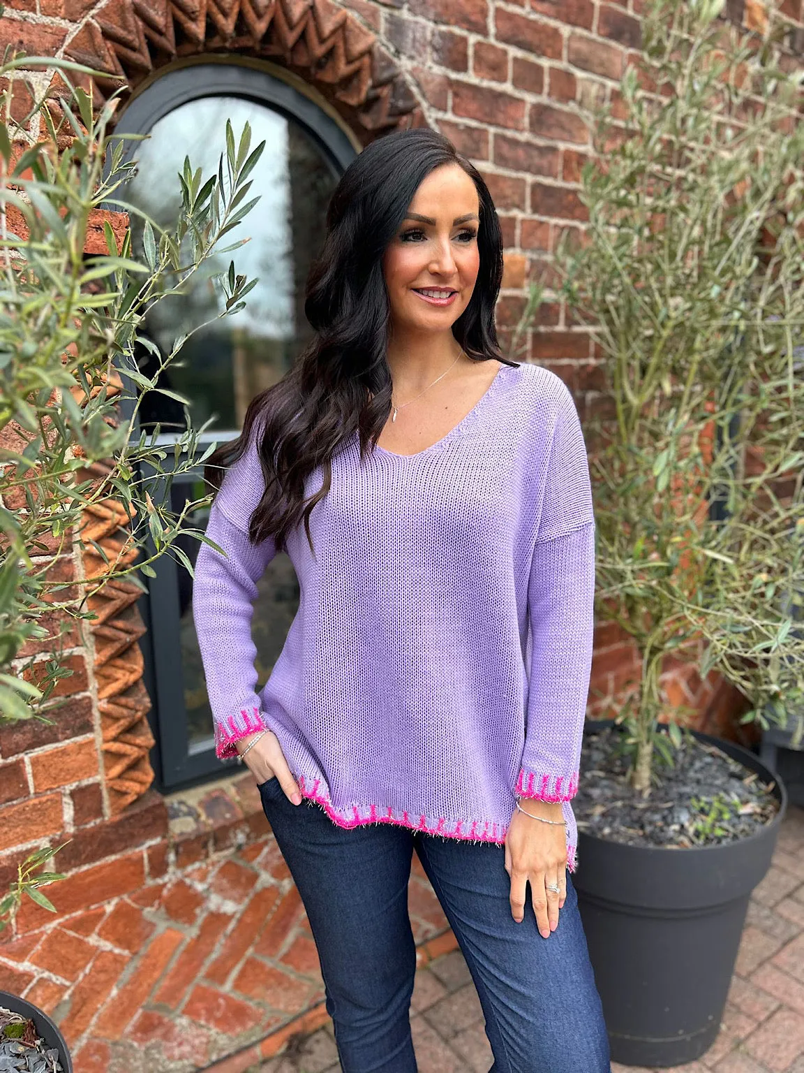 Lilac Lurex Trim Detail Jumper Dolly