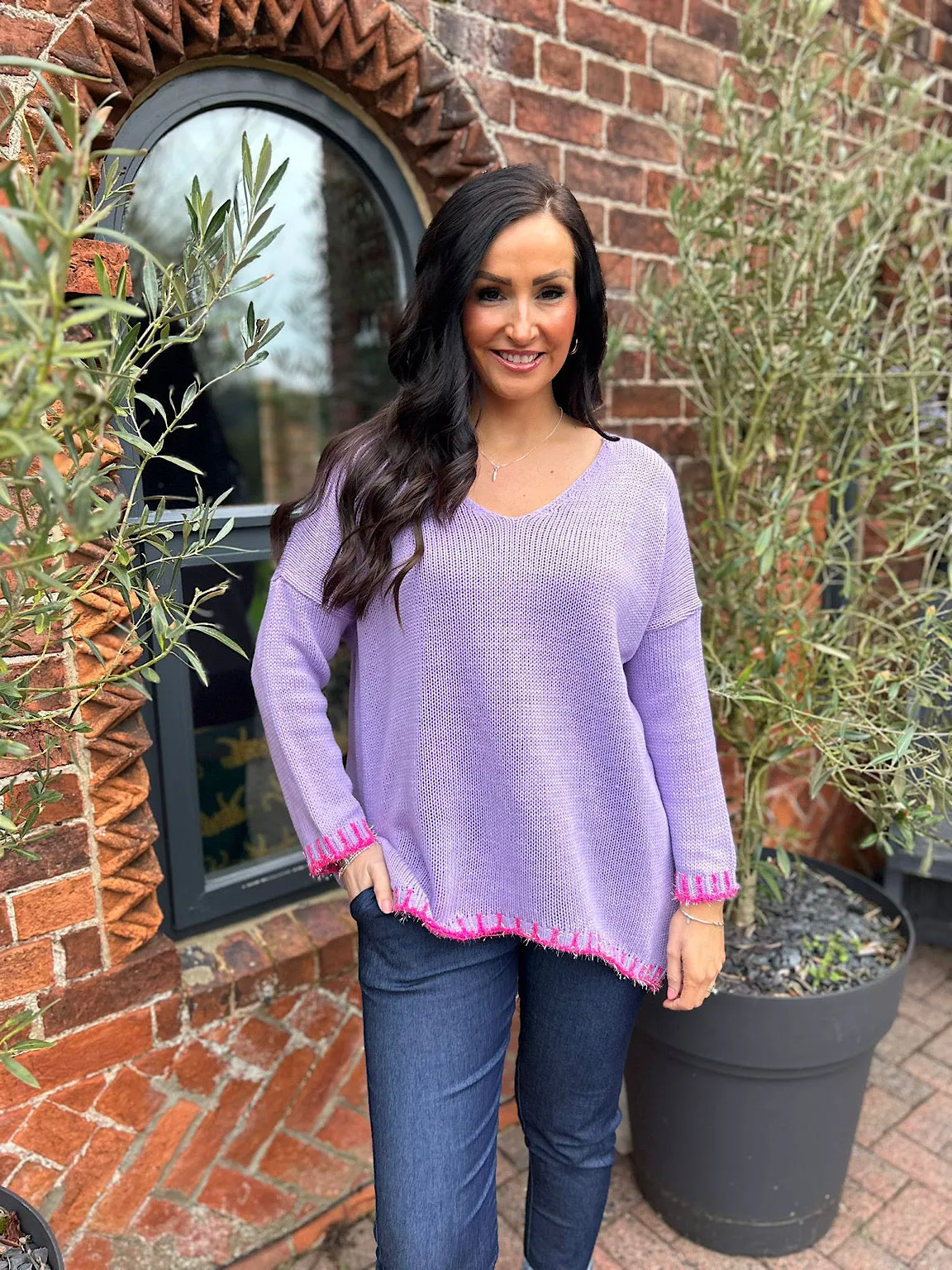 Lilac Lurex Trim Detail Jumper Dolly