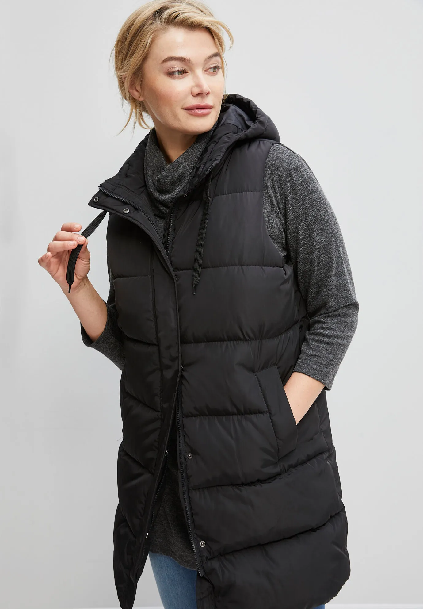 Long Hooded Puffer Vest