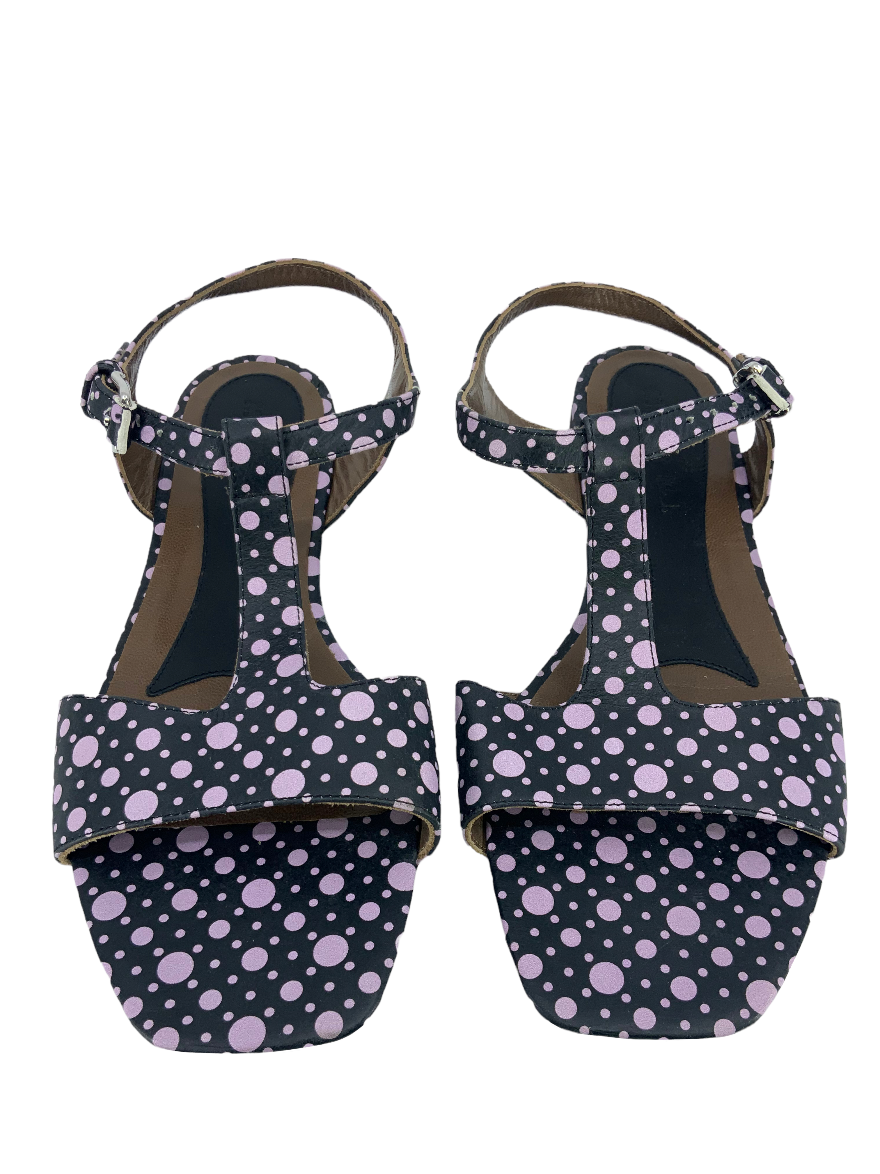 MARNI Polka Dot T-Strap Flat Sandals Size 8.5