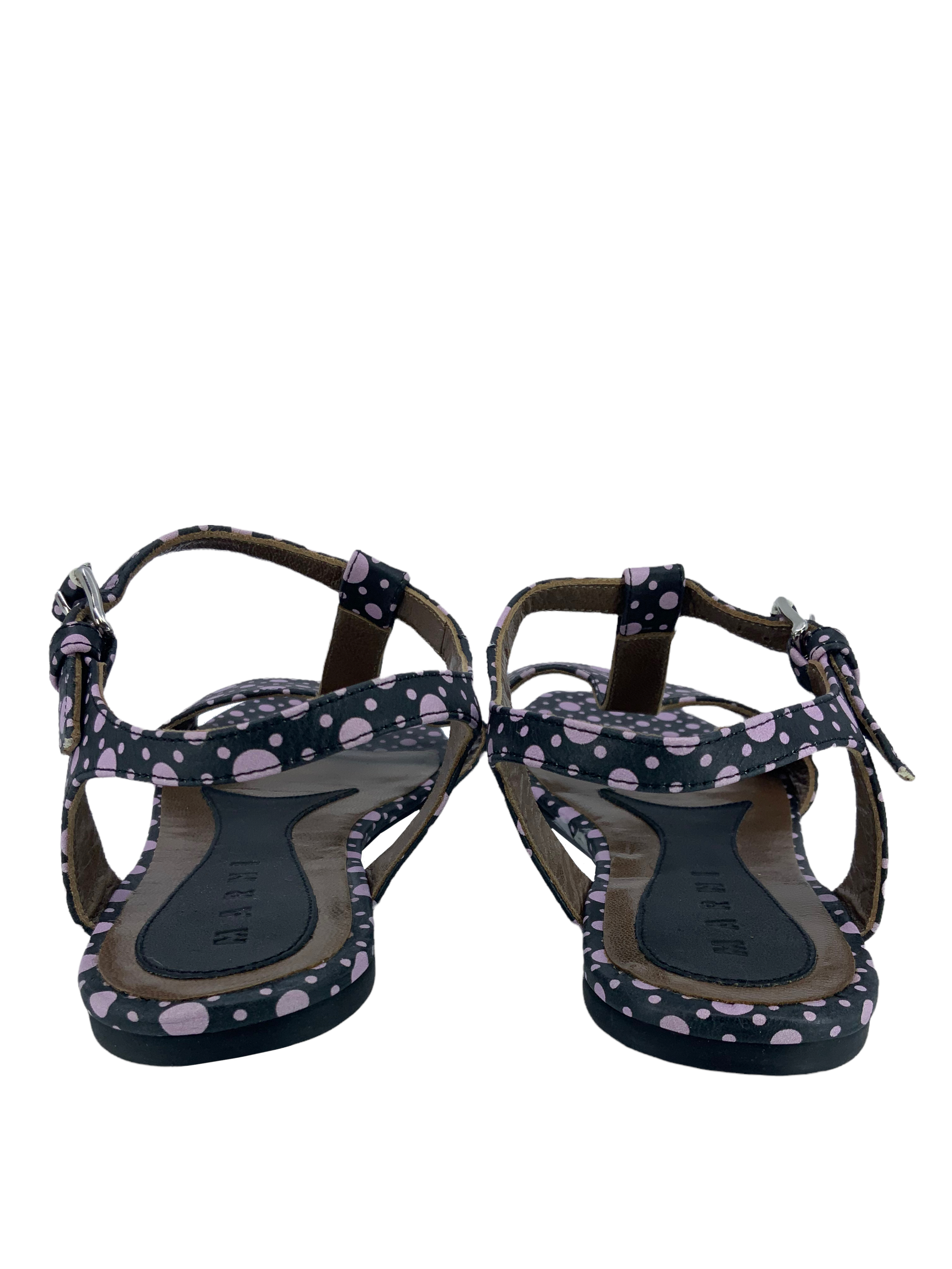 MARNI Polka Dot T-Strap Flat Sandals Size 8.5