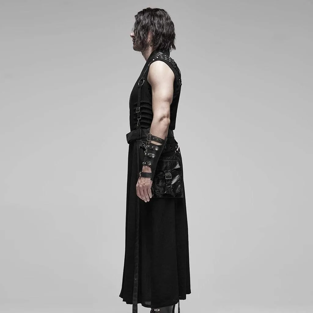 Men's Punk Sleeveless Japanese Warrior Long Coats