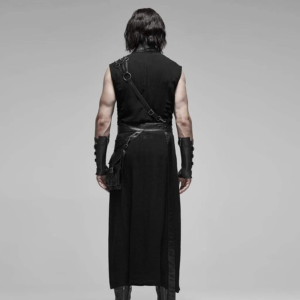 Men's Punk Sleeveless Japanese Warrior Long Coats