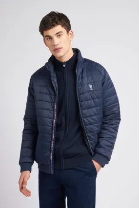 Mens Raglan Light Puffer Jacket in Navy Blue