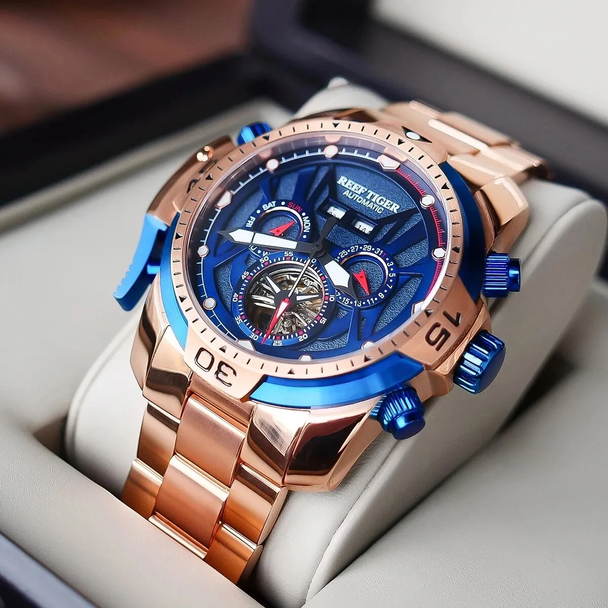 Men's Waterproof Calendar Tourbillon Automatic Mechanical Watch