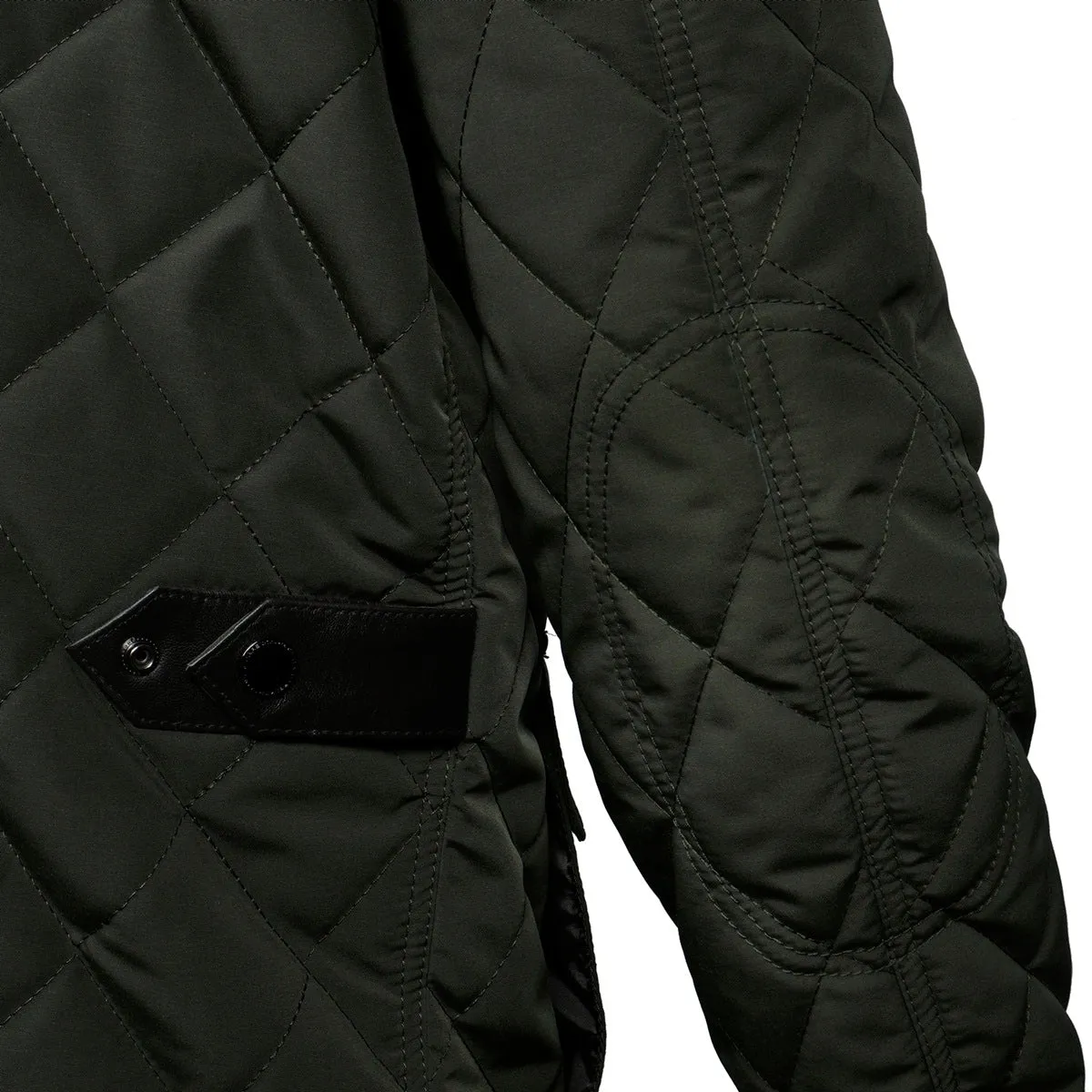 Multi Flap Pocket Green Puffer Jacket