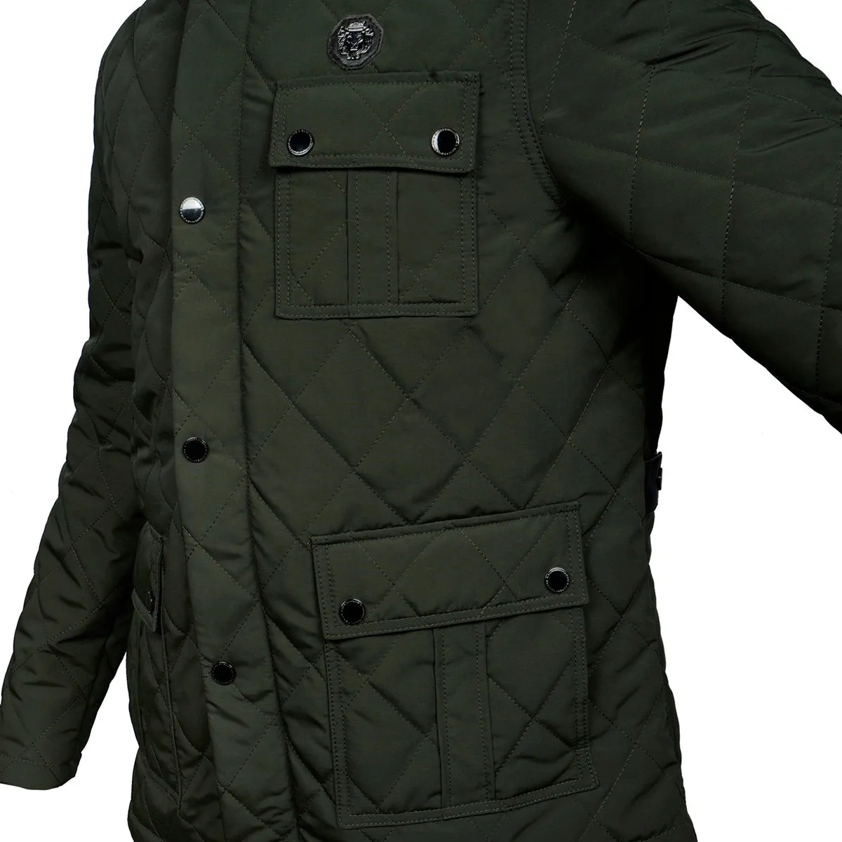 Multi Flap Pocket Green Puffer Jacket