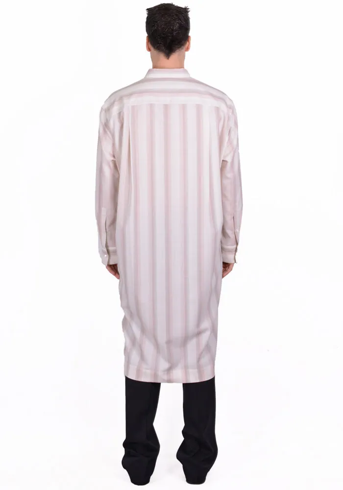 OVERCOAT S20T01L-NKWGS DROPPED SHOULDER LONG SHIRT BEIGE STRIPE