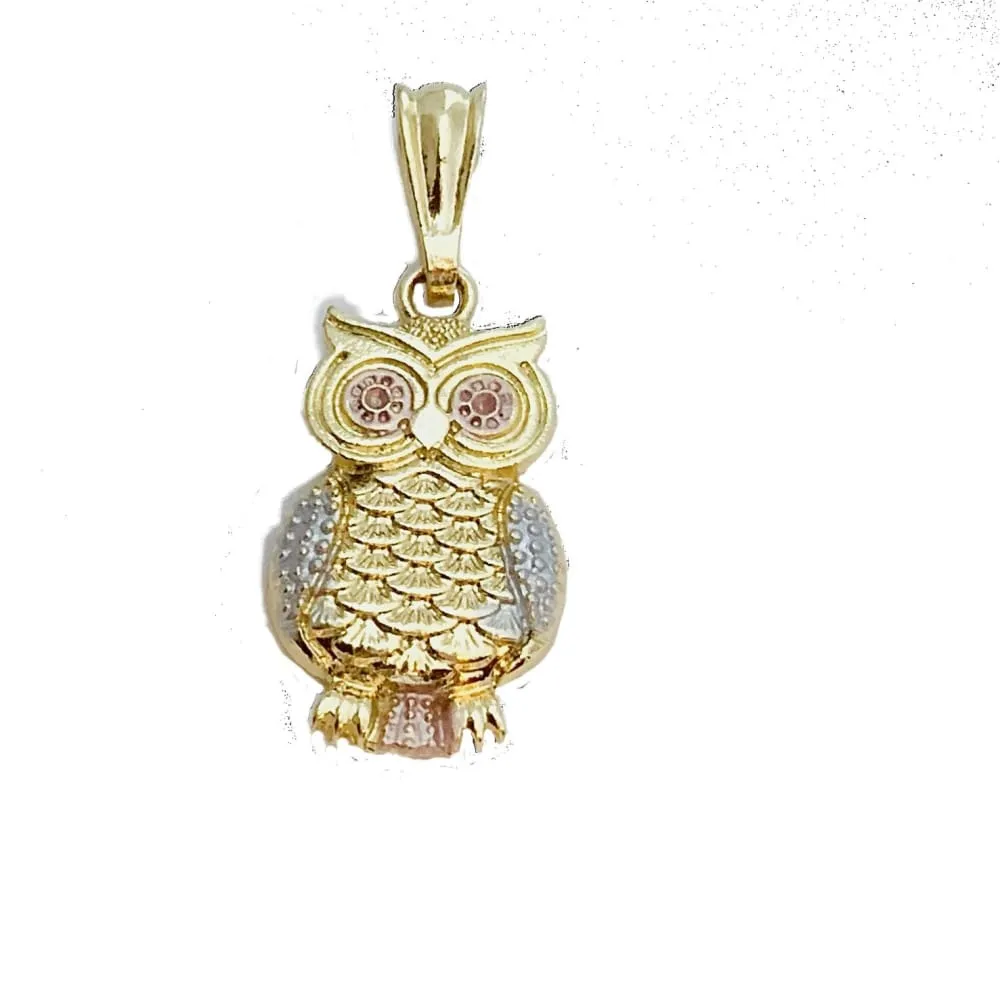 Owl three tone 18kts of gold plated