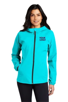 Port Authority Ladies Essential Branded Rain Jackets, Light Cyan Blue