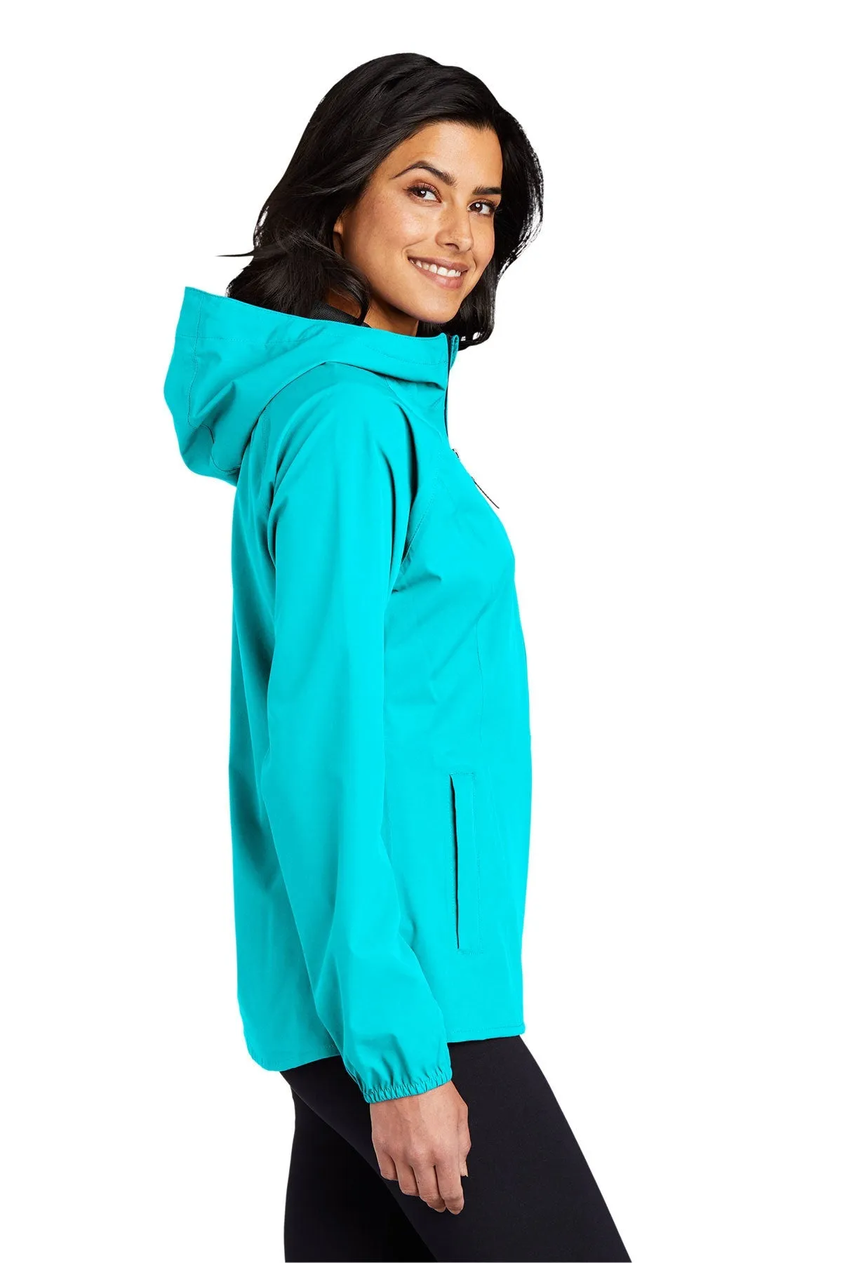 Port Authority Ladies Essential Branded Rain Jackets, Light Cyan Blue