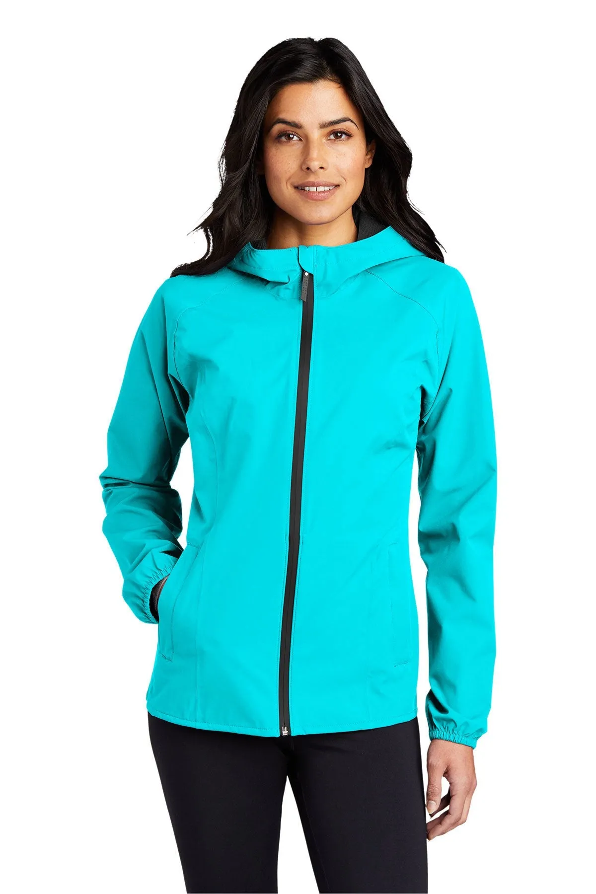 Port Authority Ladies Essential Branded Rain Jackets, Light Cyan Blue