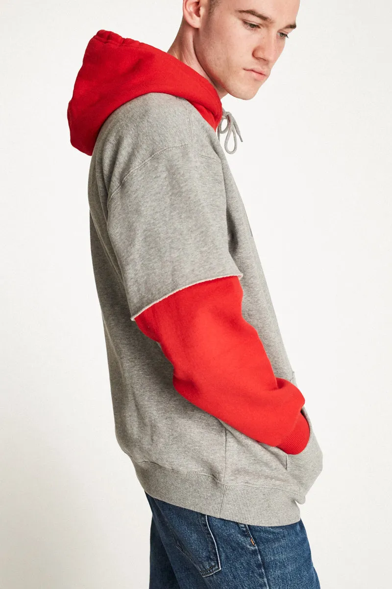 Rogers 2Fer Hood Fleece - Heather Grey/Red