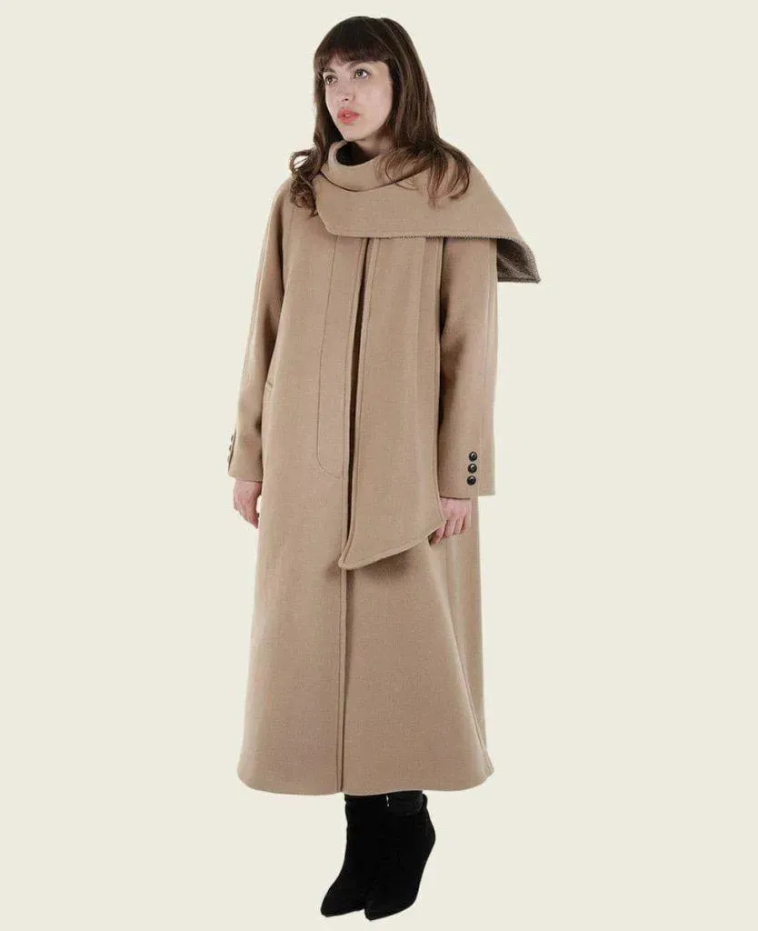 SCARPIA - Wool & Cashmere Overcoat With Scarf Detail