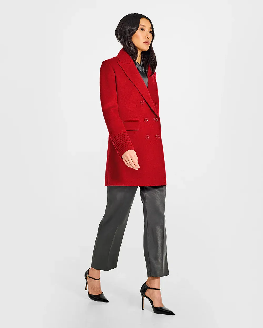 SENTALER Baby Alpaca Peak Collar Overcoat- Scarlet Red