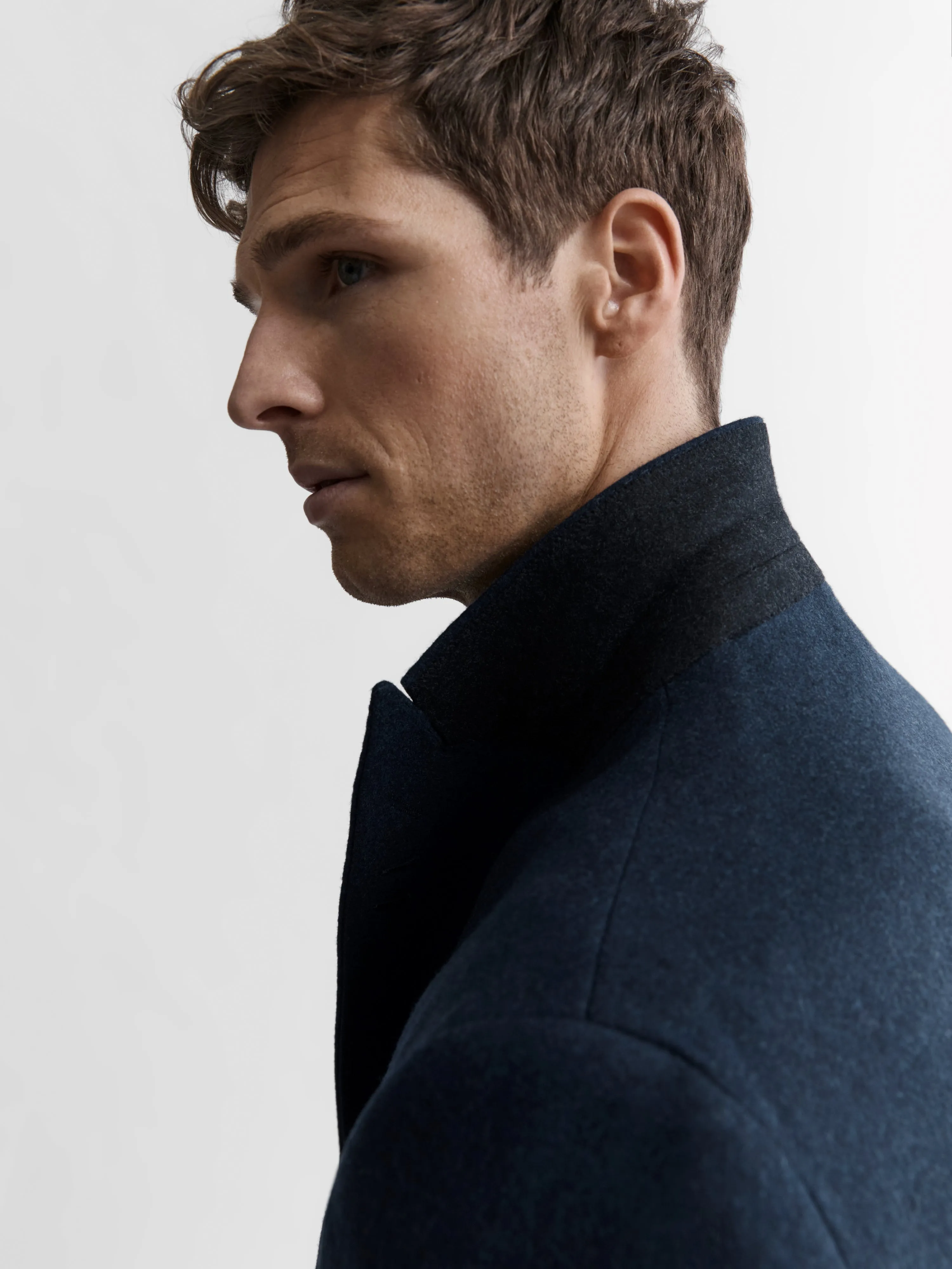 Seymour Slim Fit Overcoat in Blue Wool