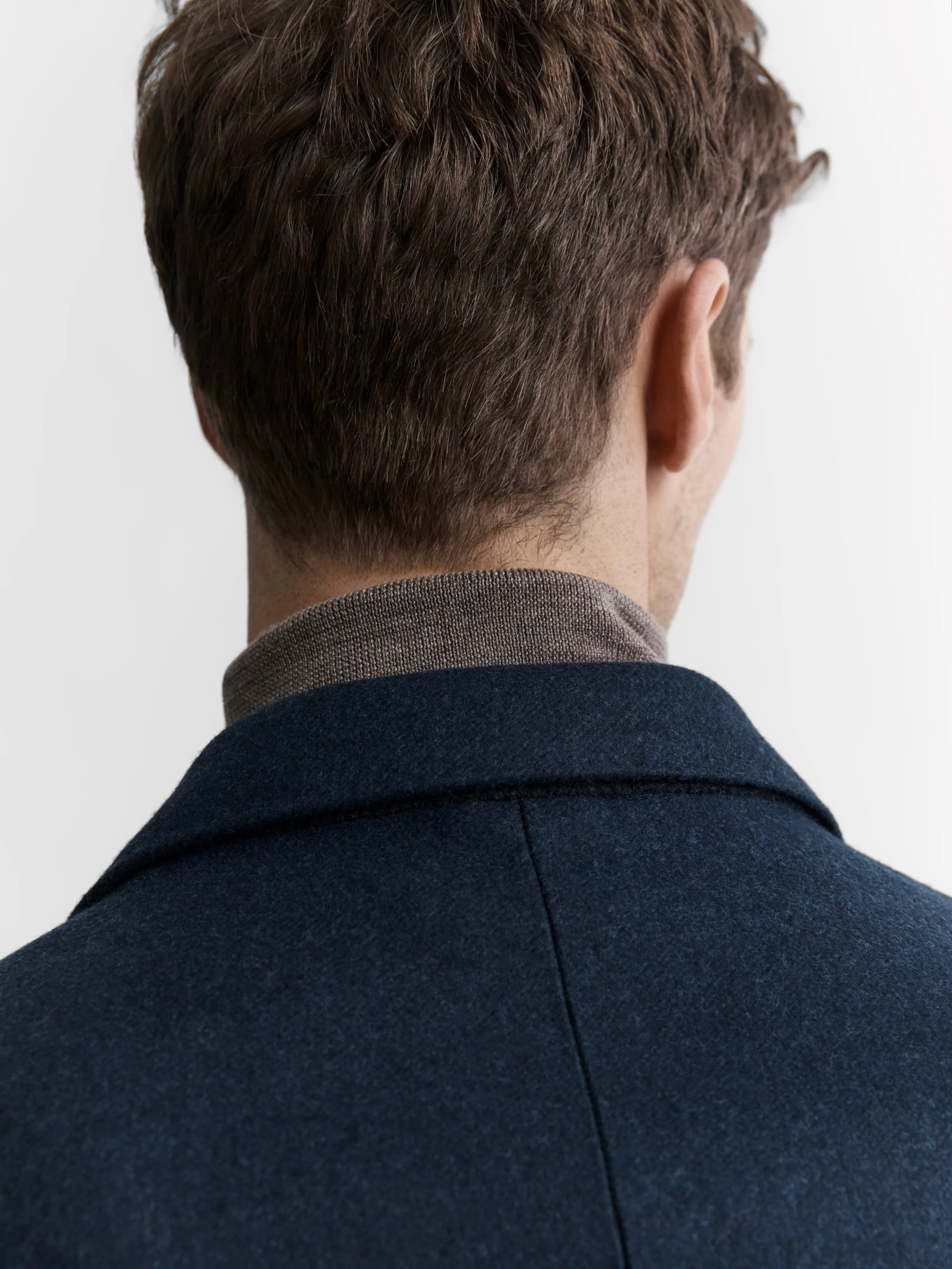 Seymour Slim Fit Overcoat in Blue Wool