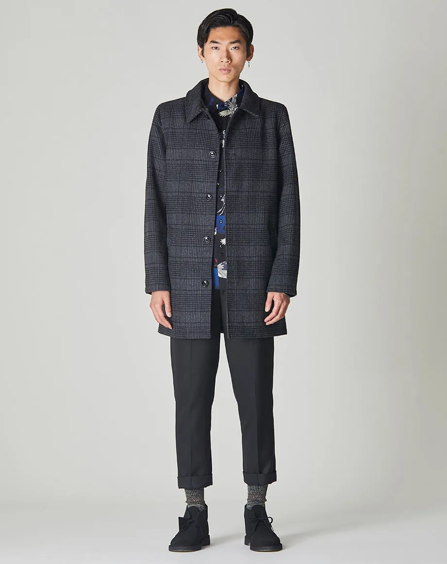 TROUPE MENS CHARCOAL CHECK OVERCOAT | GREY