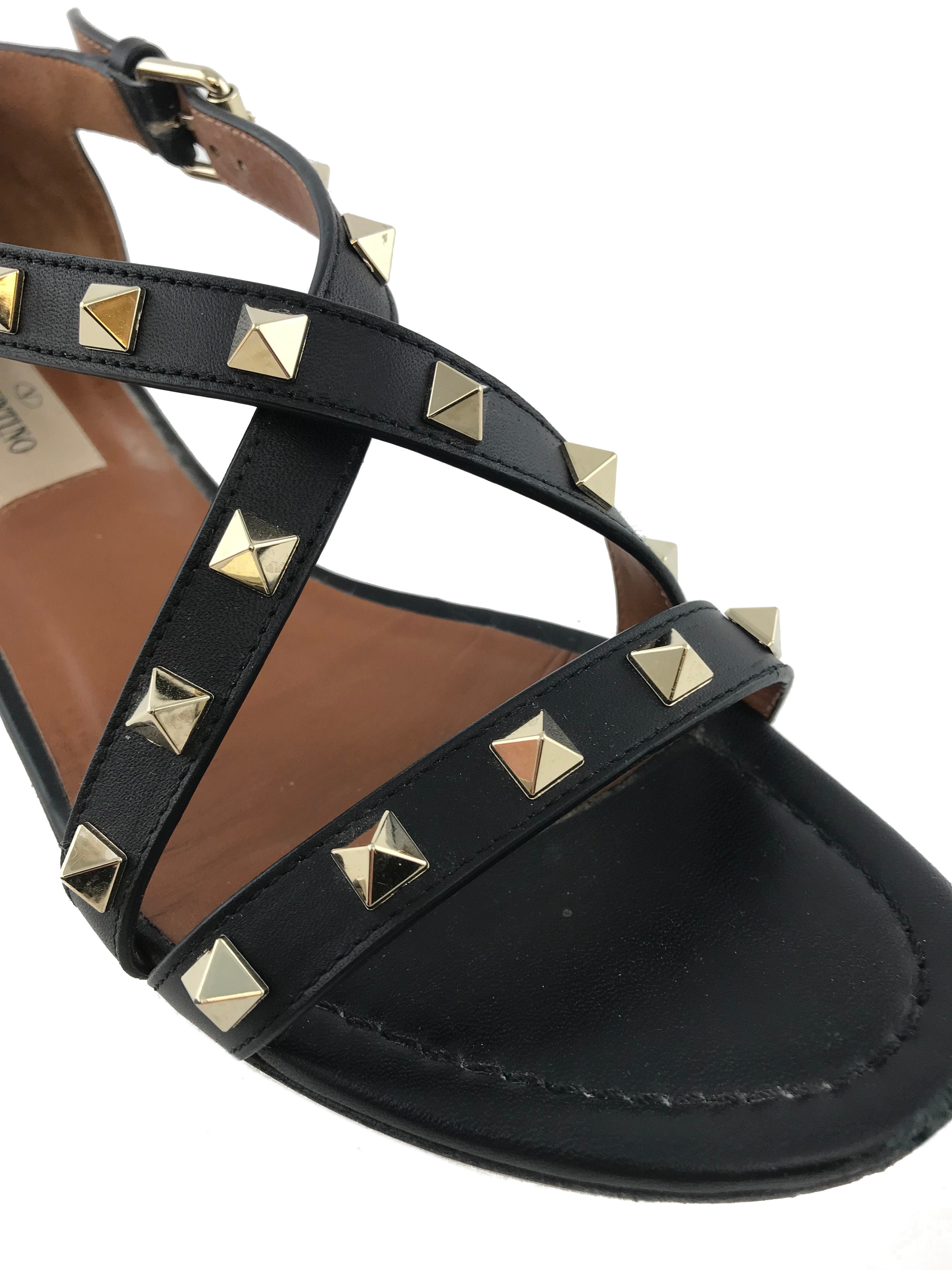 Valentino Rockstud Crisscross Flat Sandals Size 6.5