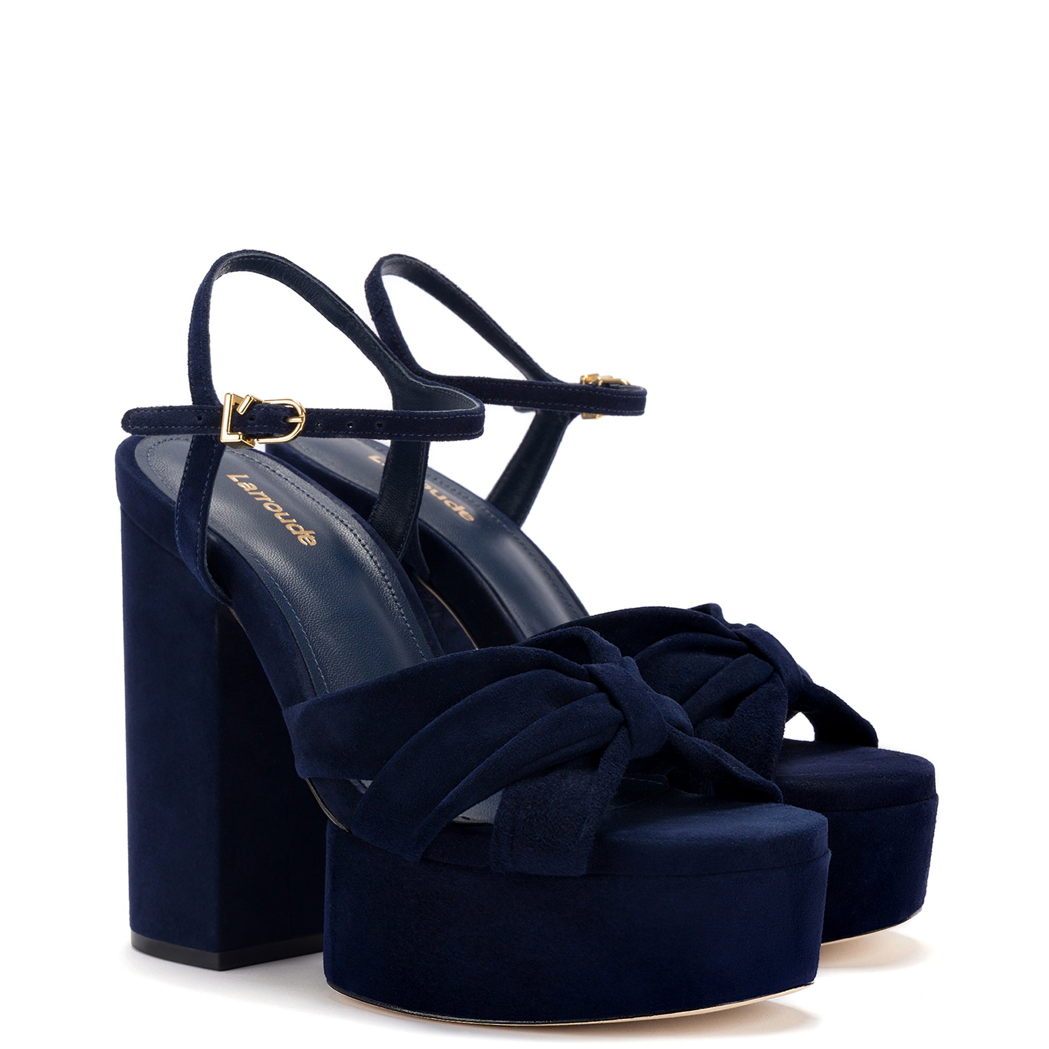 Vivienne Platform Sandal In Navy Suede