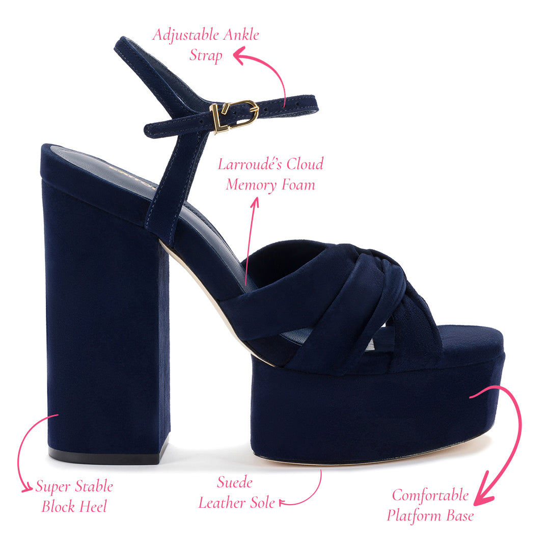 Vivienne Platform Sandal In Navy Suede