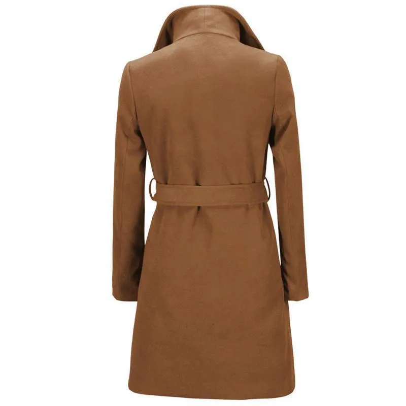 Women Coats, High Waist Coat With Belt