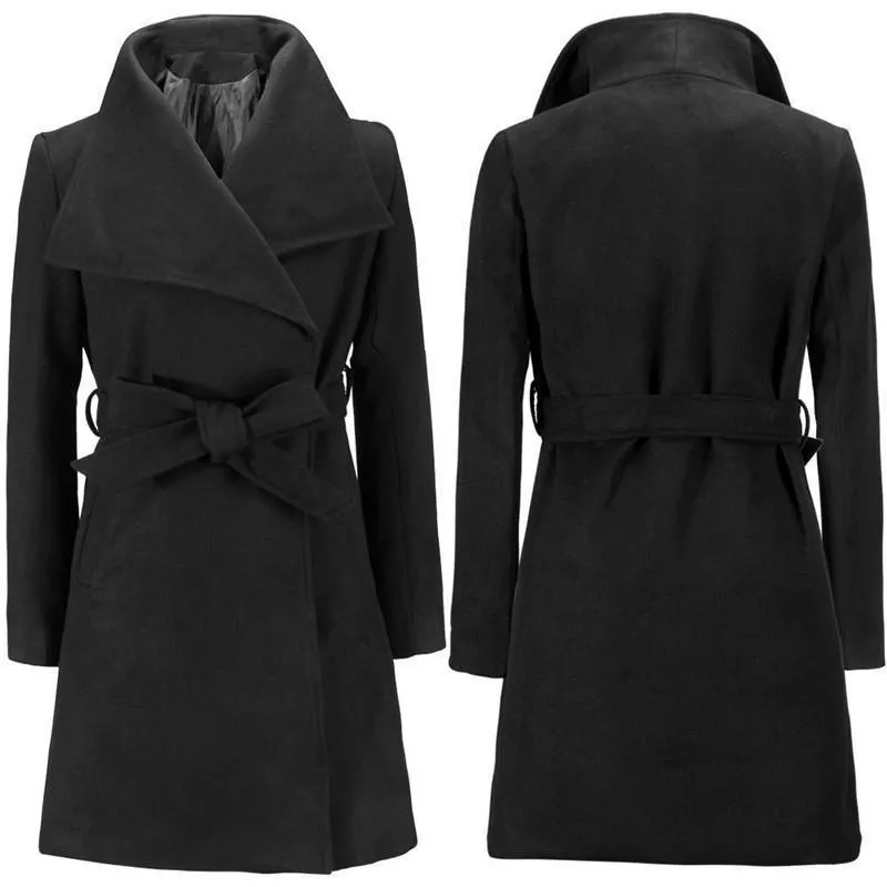 Women Coats, High Waist Coat With Belt