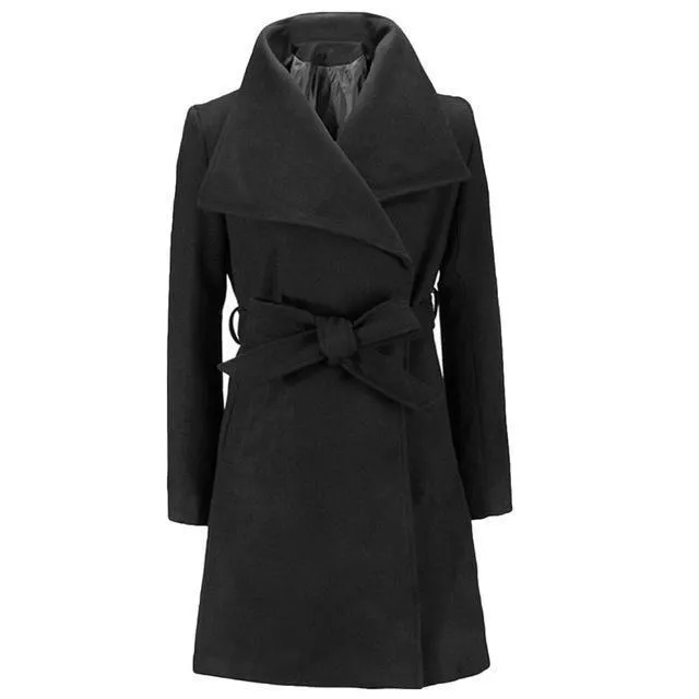 Women Coats, High Waist Coat With Belt