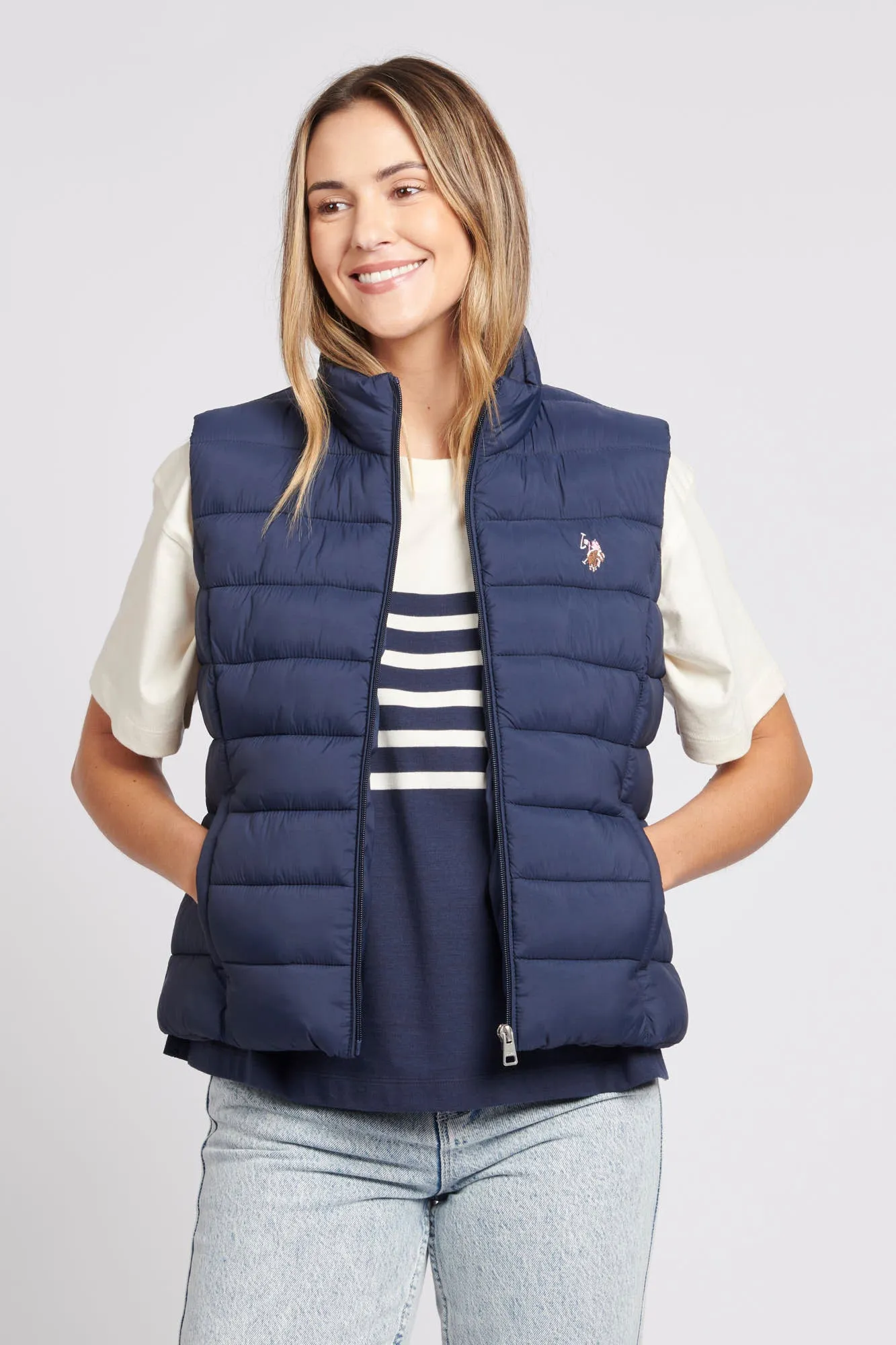 Womens Lightweight Puffer Gilet in Navy Blue