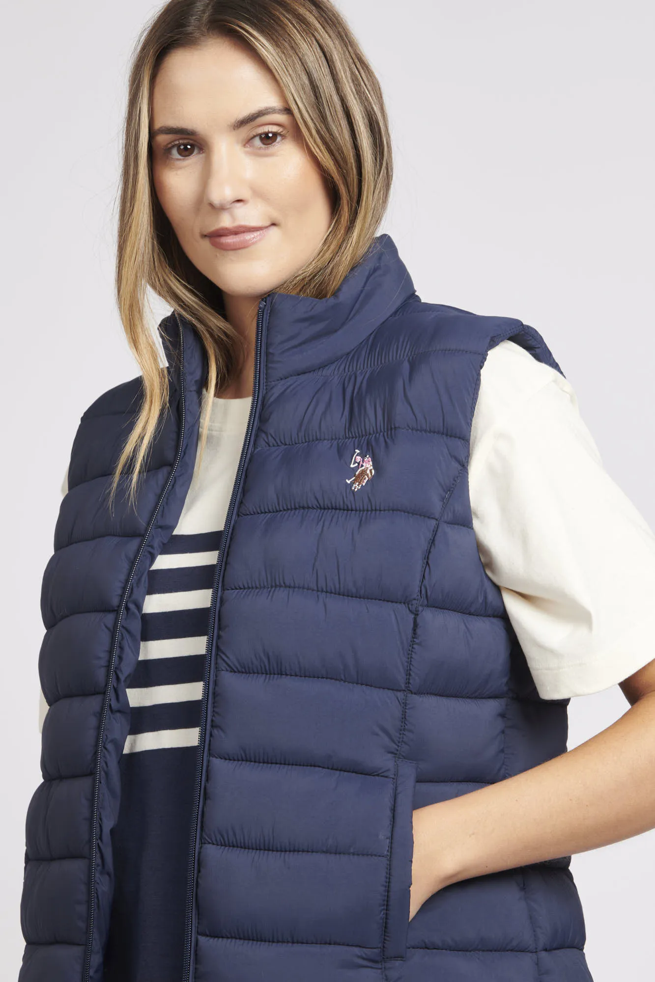 Womens Lightweight Puffer Gilet in Navy Blue