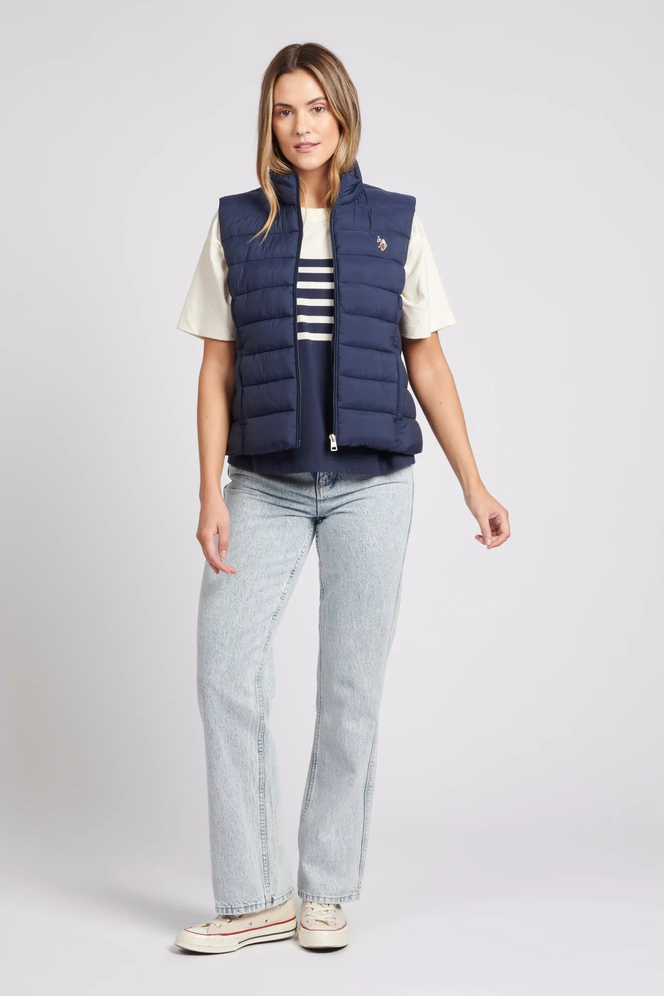 Womens Lightweight Puffer Gilet in Navy Blue