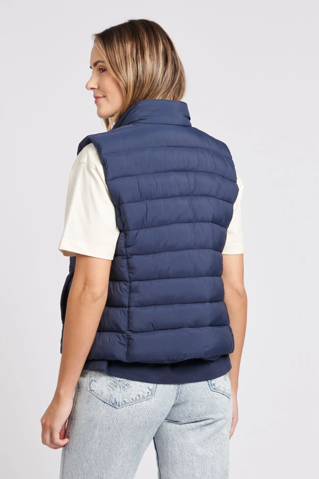 Womens Lightweight Puffer Gilet in Navy Blue