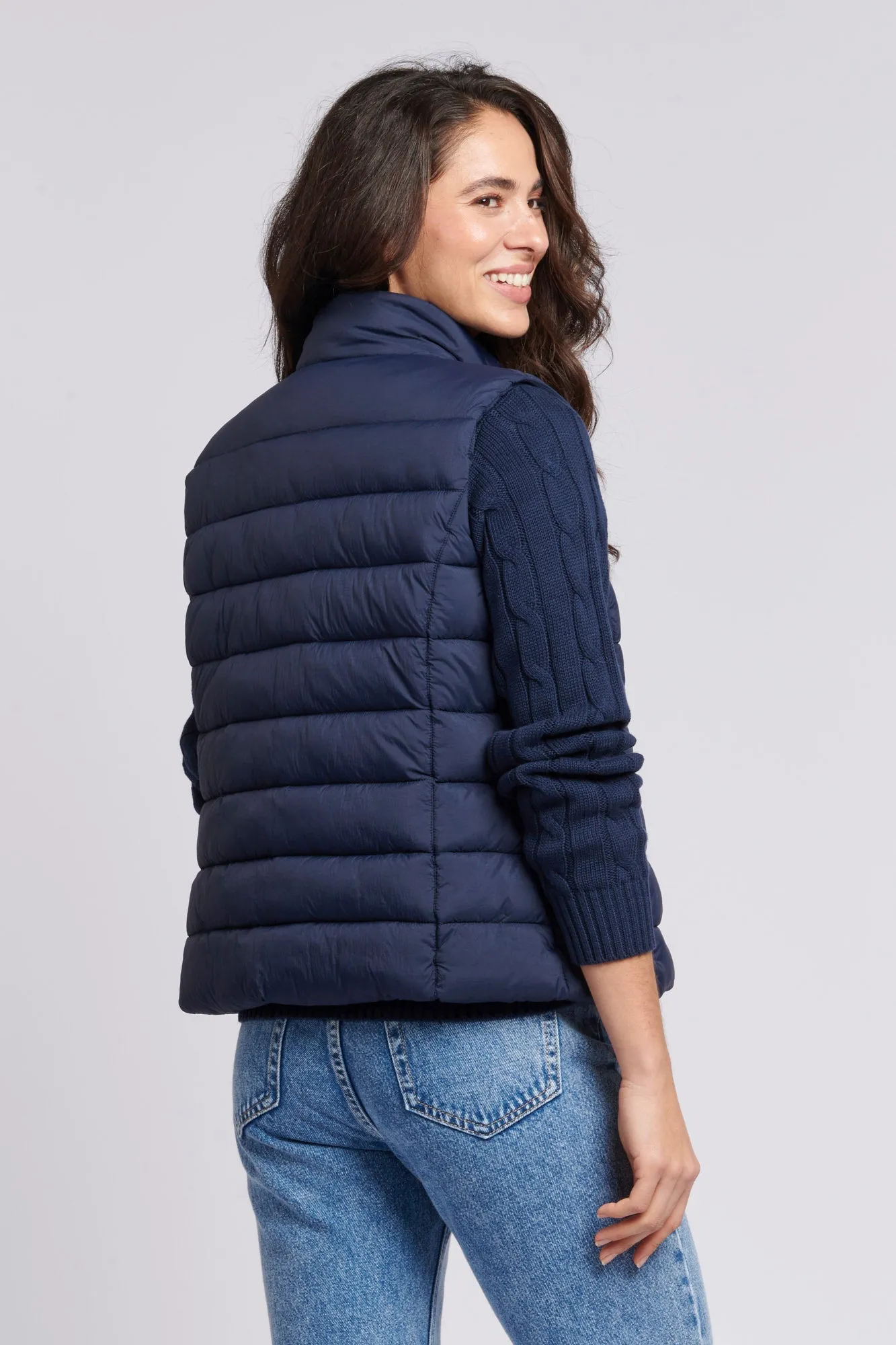 Womens Lightweight Puffer Gilet in Navy Iris