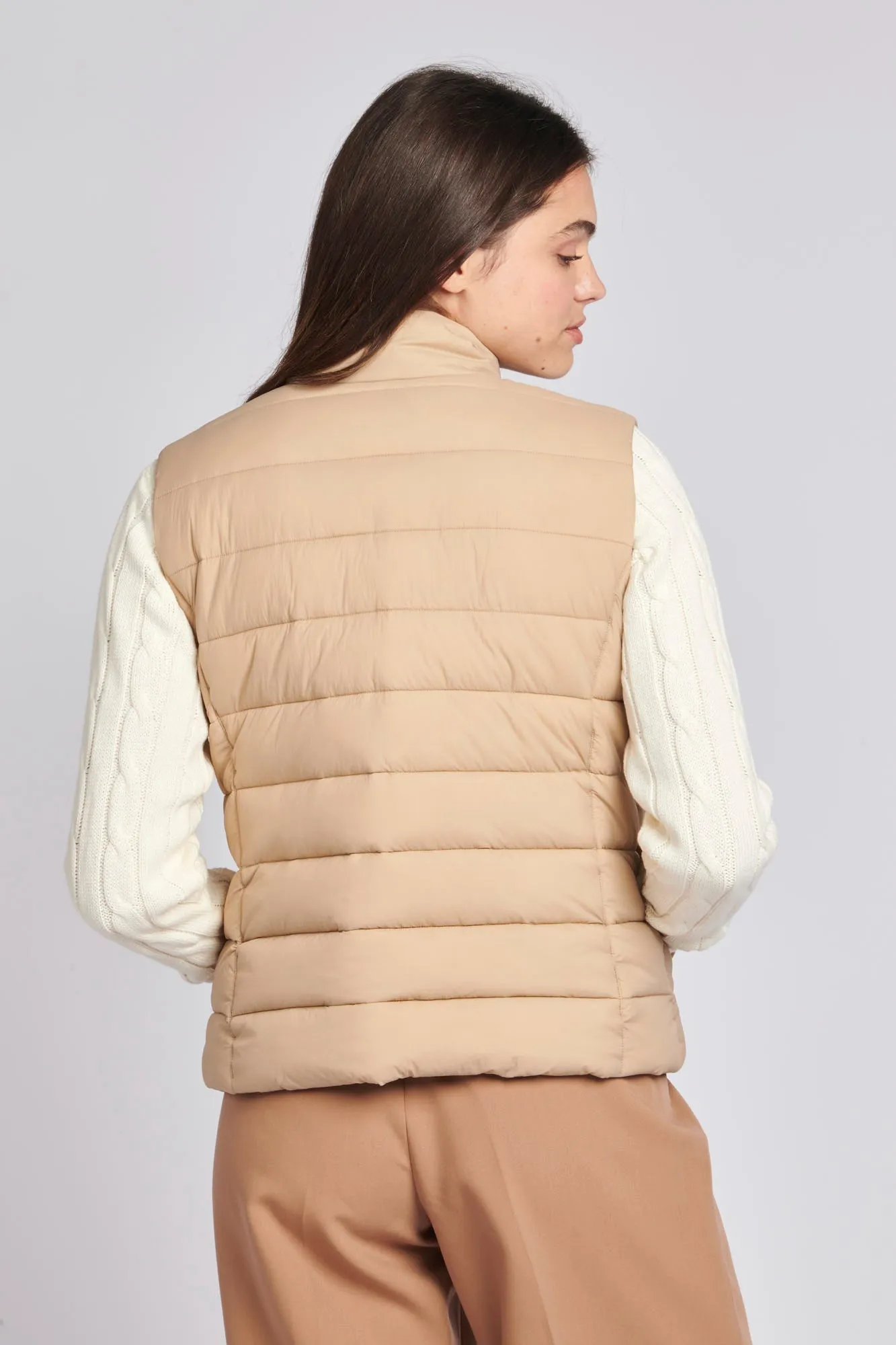 Womens Lightweight Puffer Gilet in Sesame