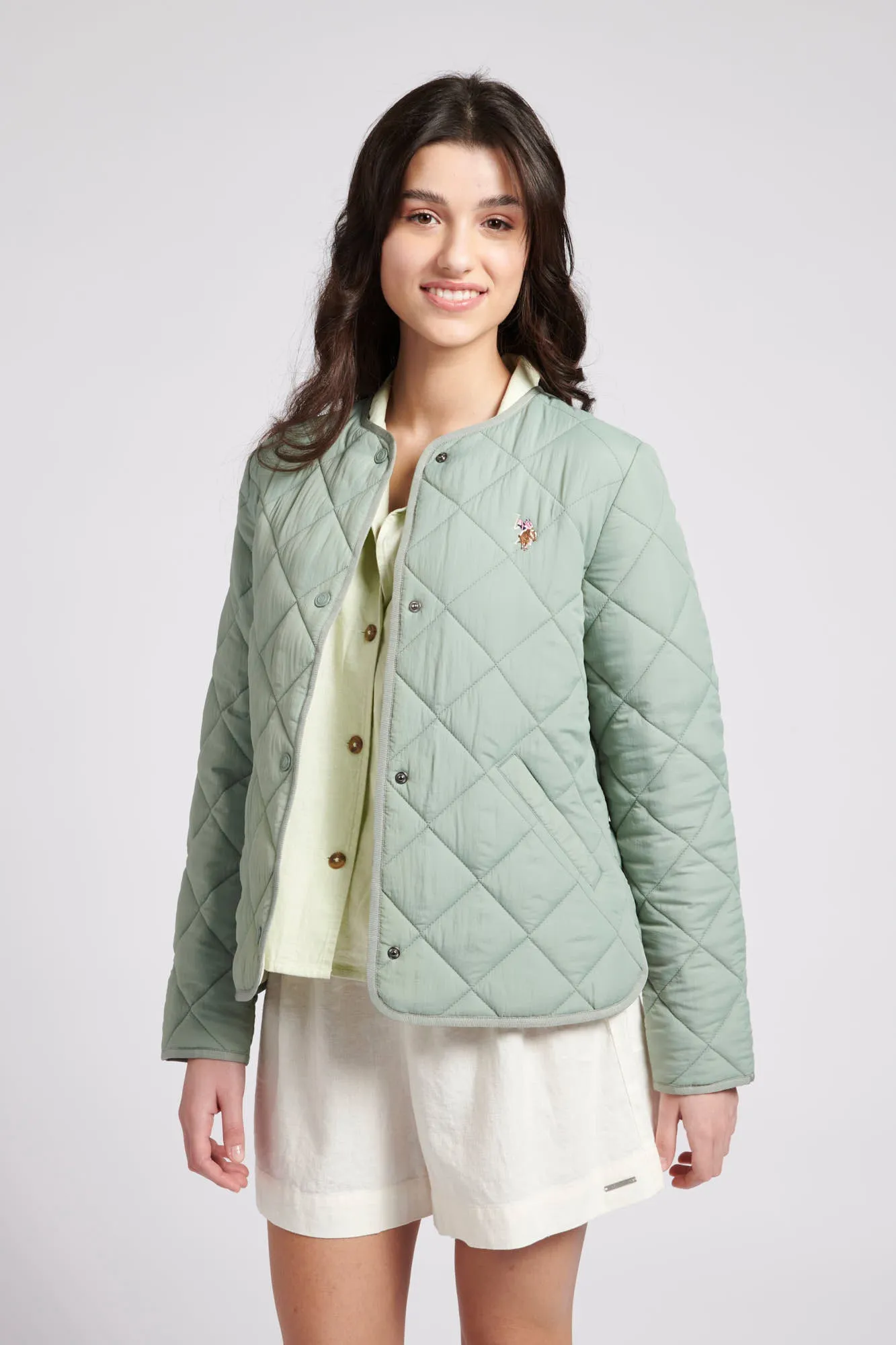 Womens Lightweight Puffer Jacket in Iceberg Green