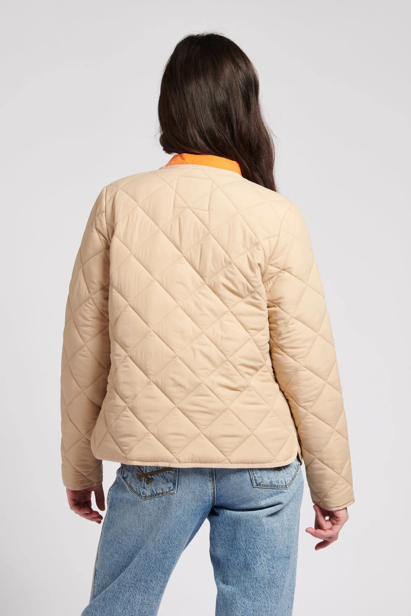 Womens Lightweight Puffer Jacket in Iris Cream