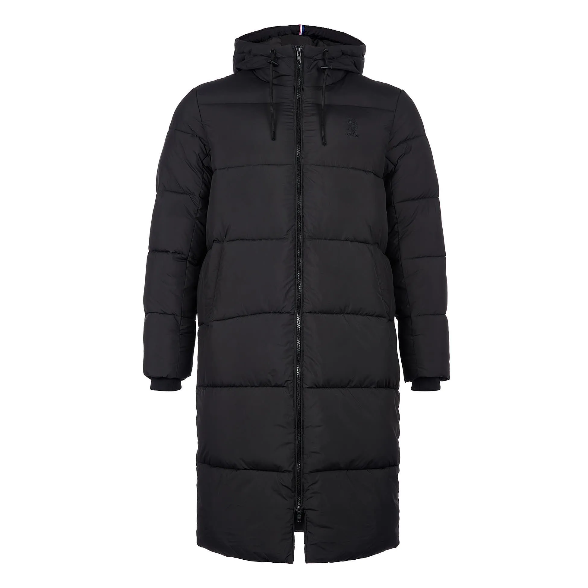 Womens Long Line Puffer Coat in Black