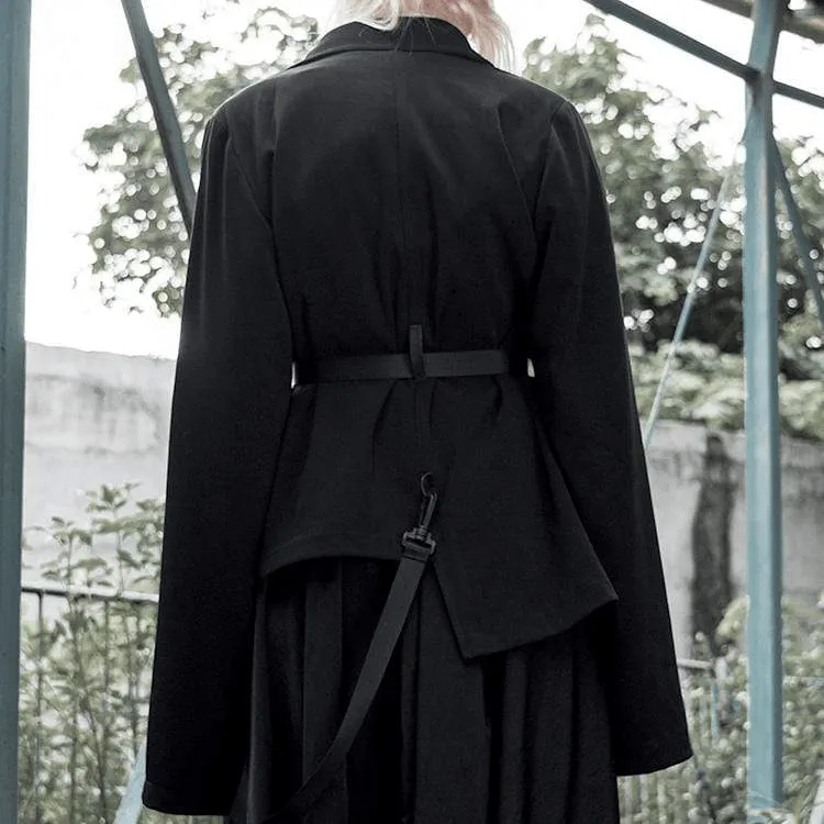 Women's Long Sleeved Notched Collar Coats With Belt