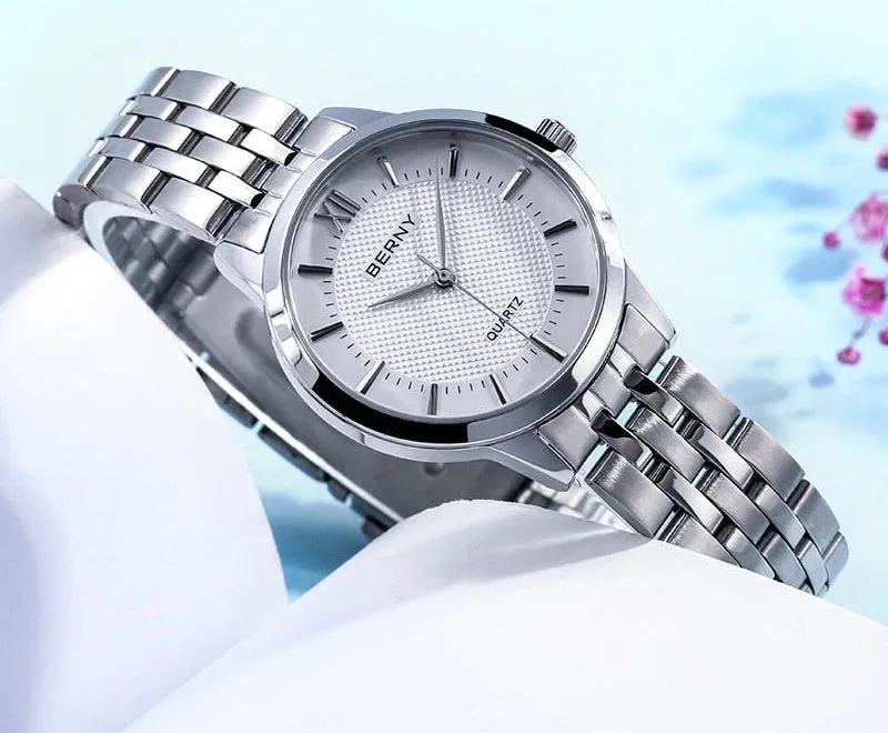 Women's Stainless Steel Simple Fashion Waterproof Quartz Wristwatch