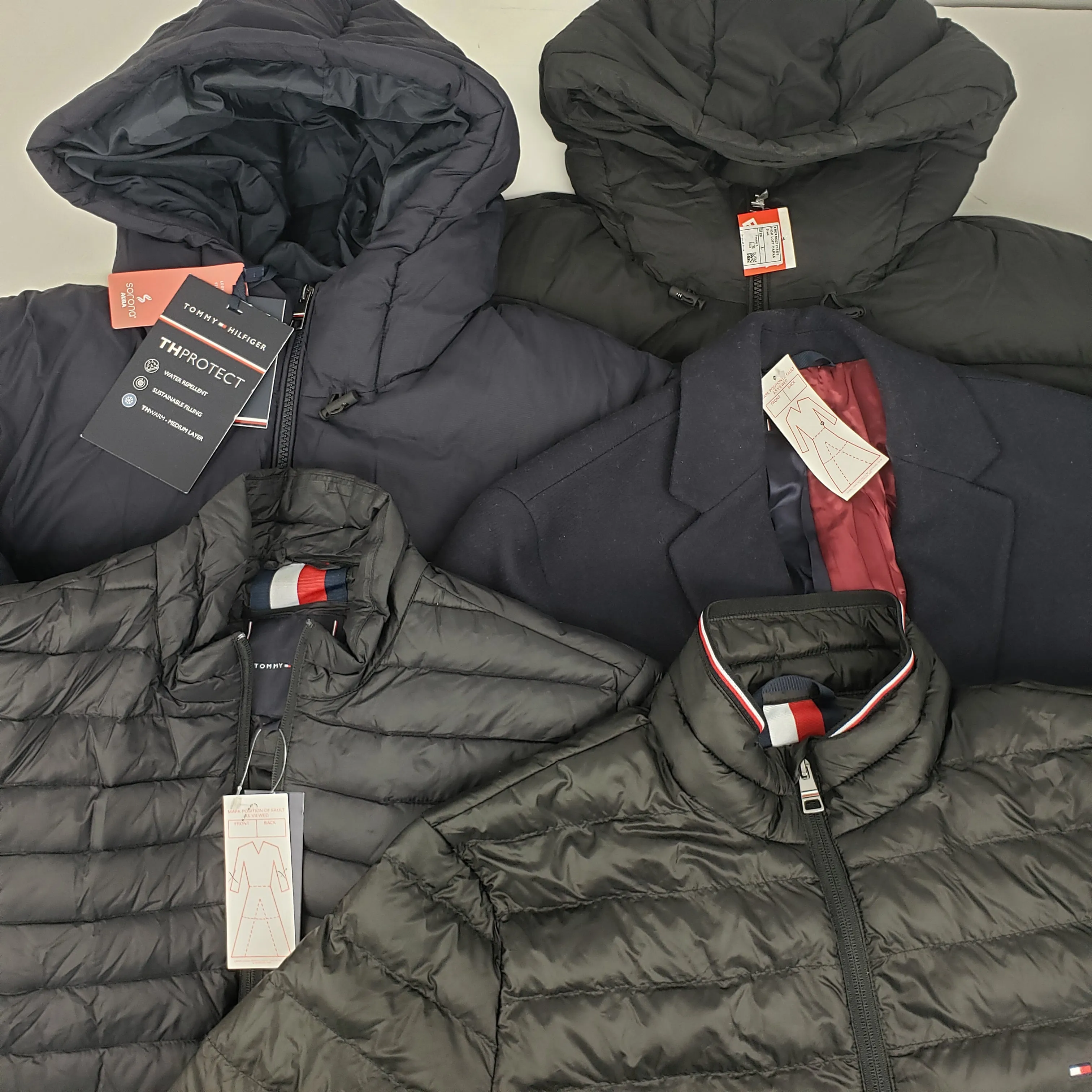 x5 Men's Tommy Hilfiger Mix Dark Colour Jackets And Coats Bundle